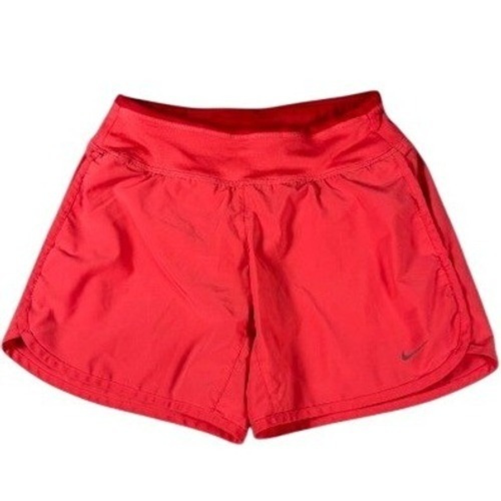 Nike Shorts Womens S Dri-FIT Running Athletic Coral Red Dolphin Hem Activewear
